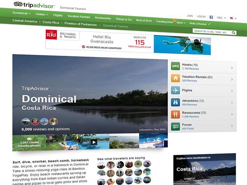 Costa Rican Destinations and Hotels Earn Top Honors in TripAdvisor Awards